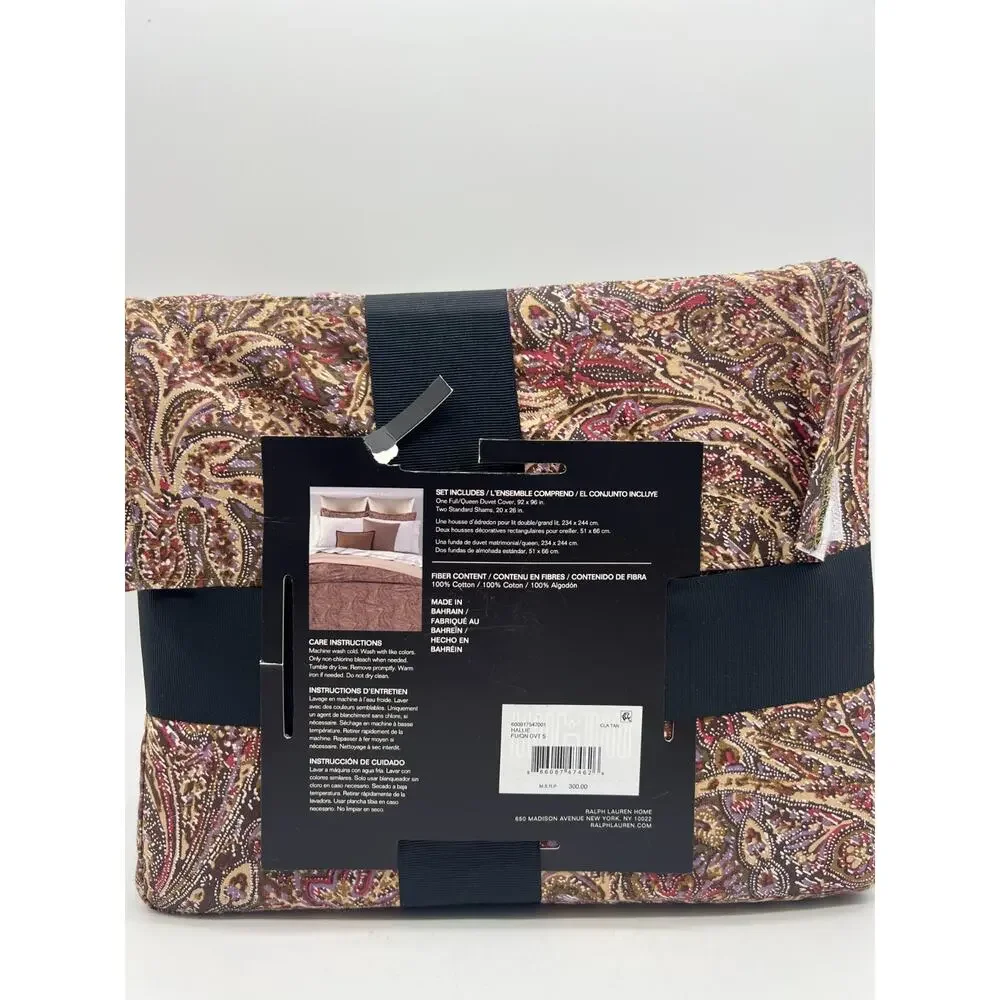 Lauren Ralph Lauren Hallie Full/Queen Duvet Cover Set 100% Cotton 2 Shams.